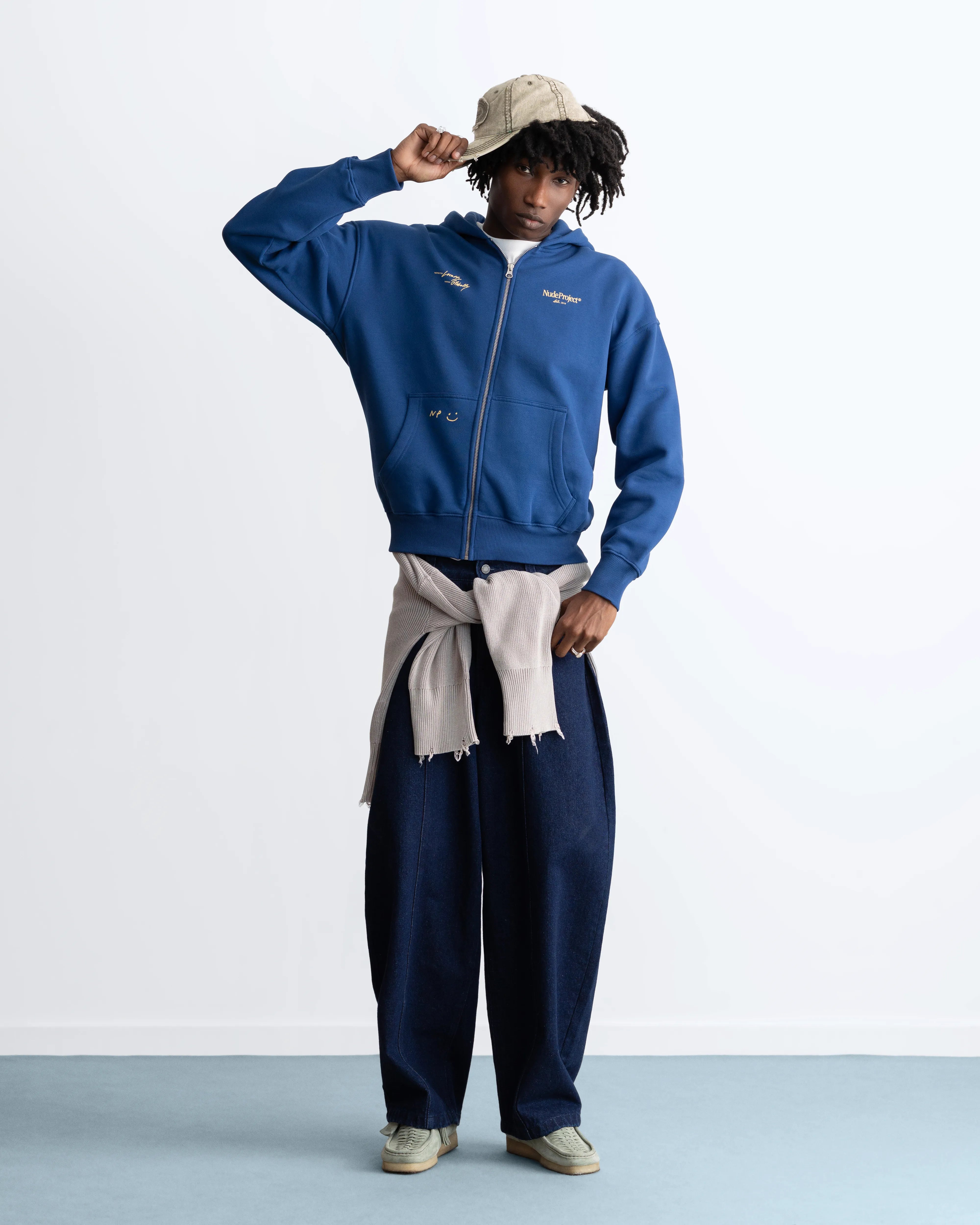 Global Soon Zip-Up Hoodie Blue