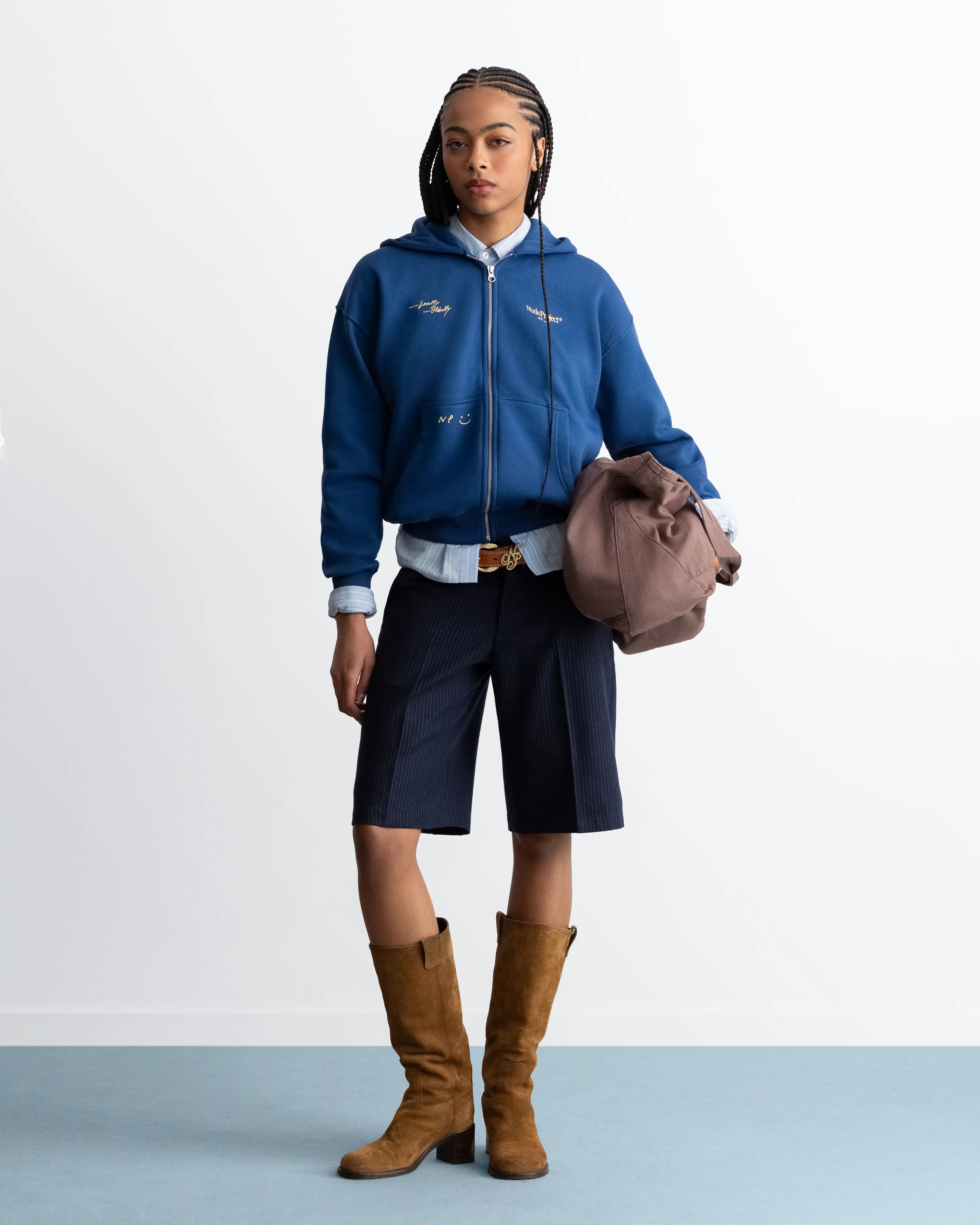 Global Soon Zip-Up Hoodie Blue