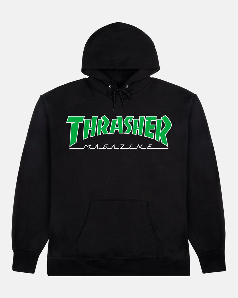 OUTLINED - HOODIE - BLACK / GREEN - Four Street