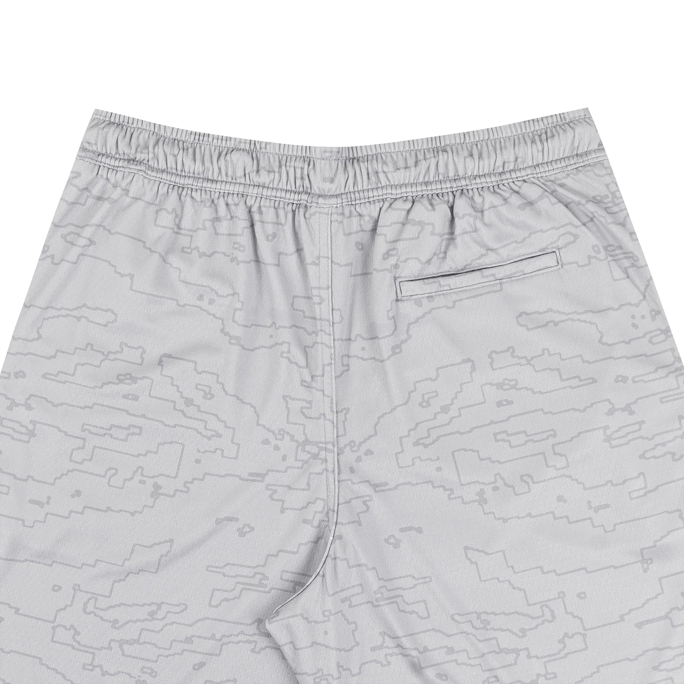 Outline Map Mesh Shorts in Grey - Four Street