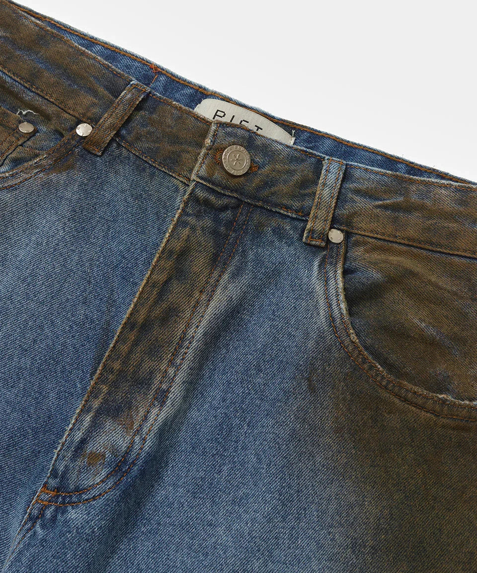Dirt Stained Oversized Denim Blue - Four Street