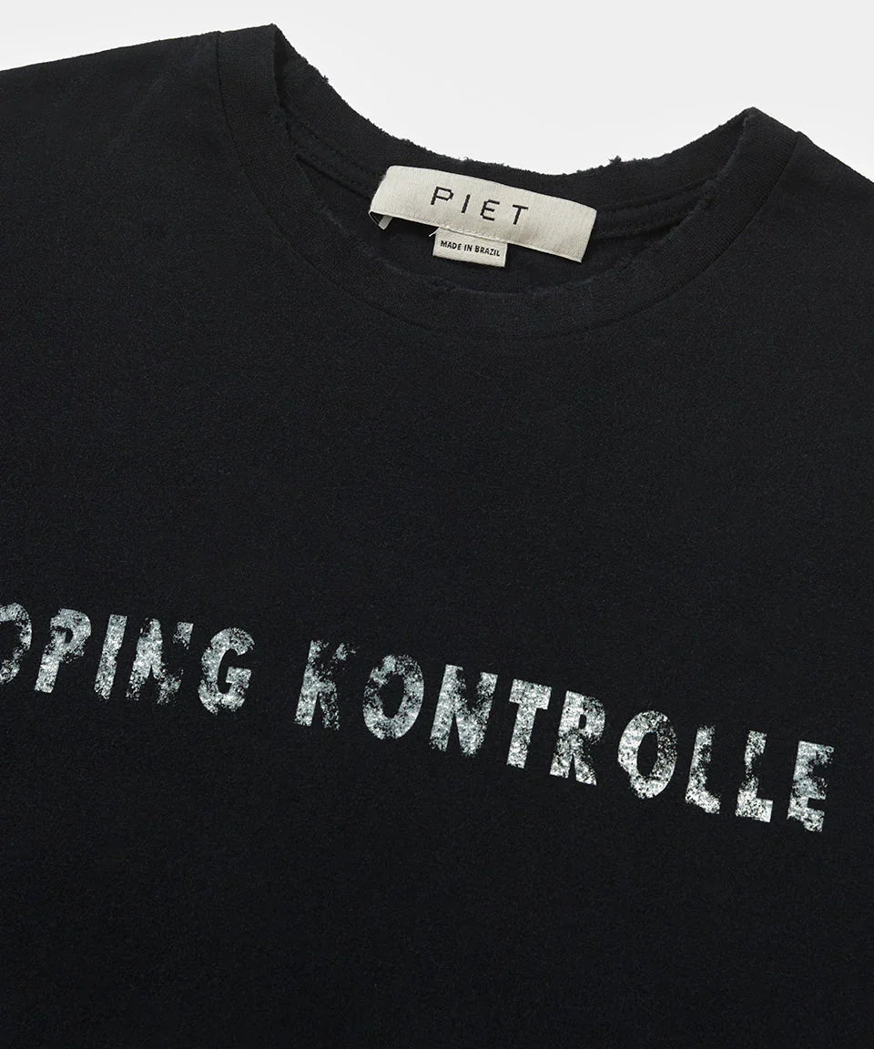 Dopping Kontrolle Raw Edge T-shirt Vintage Black - Four Street