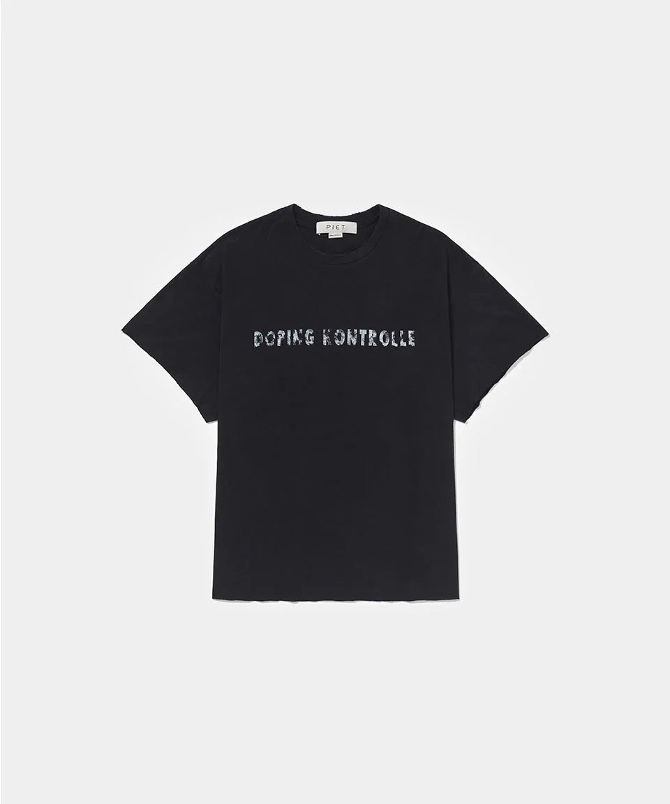 Dopping Kontrolle Raw Edge T-shirt Vintage Black - Four Street