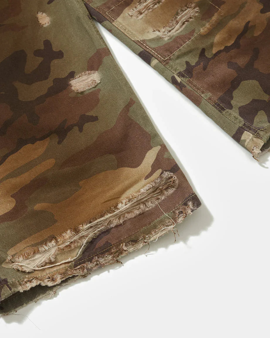 Distressed Camo Oversized Denim - Four Street