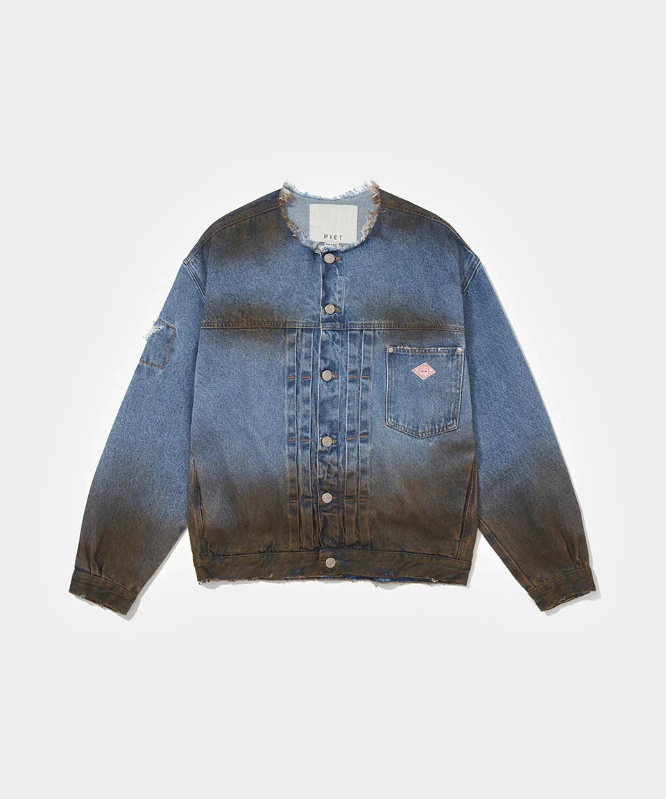 Dirt Stained Denim Jacket Blue - Four Street