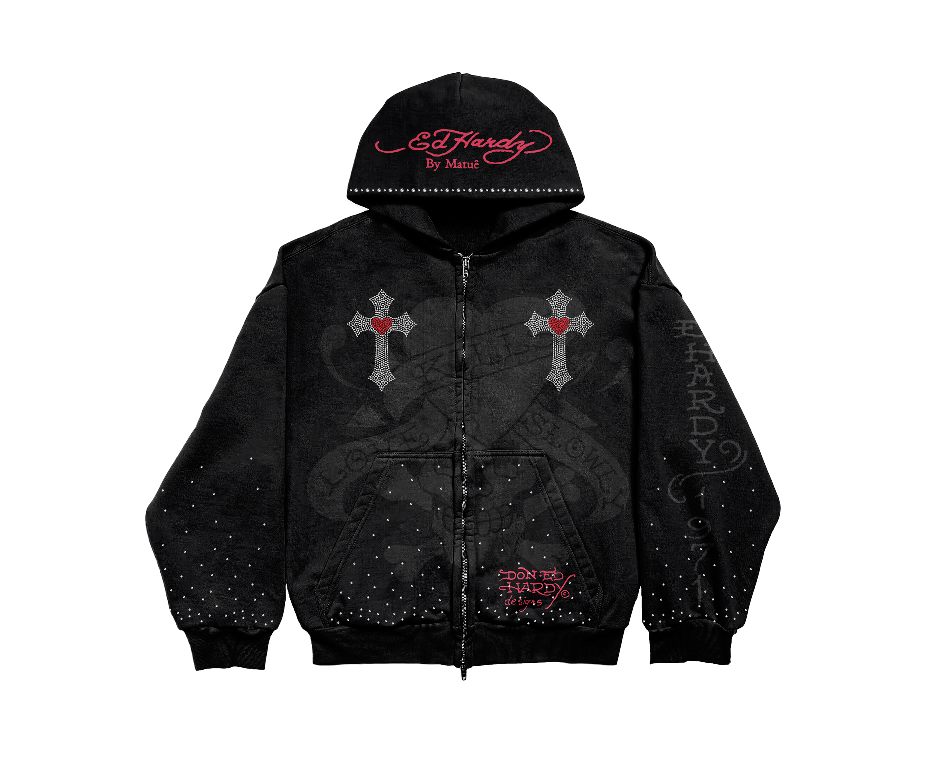 Moletom Zip Up Preto "Cruz" Ed Hardy x Matuê