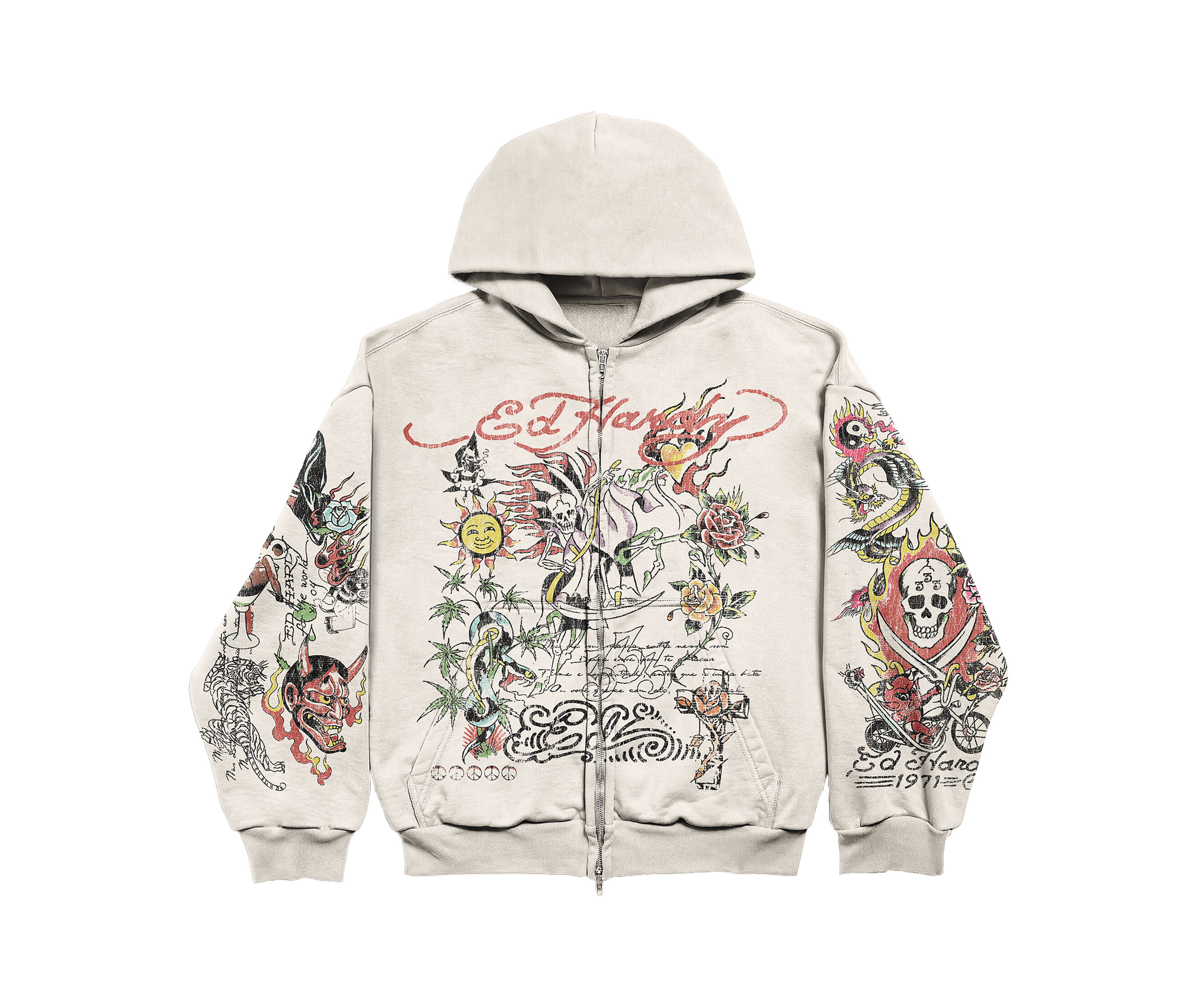 Moletom Zip Up Off White "Fortal" Ed Hardy x Matuê