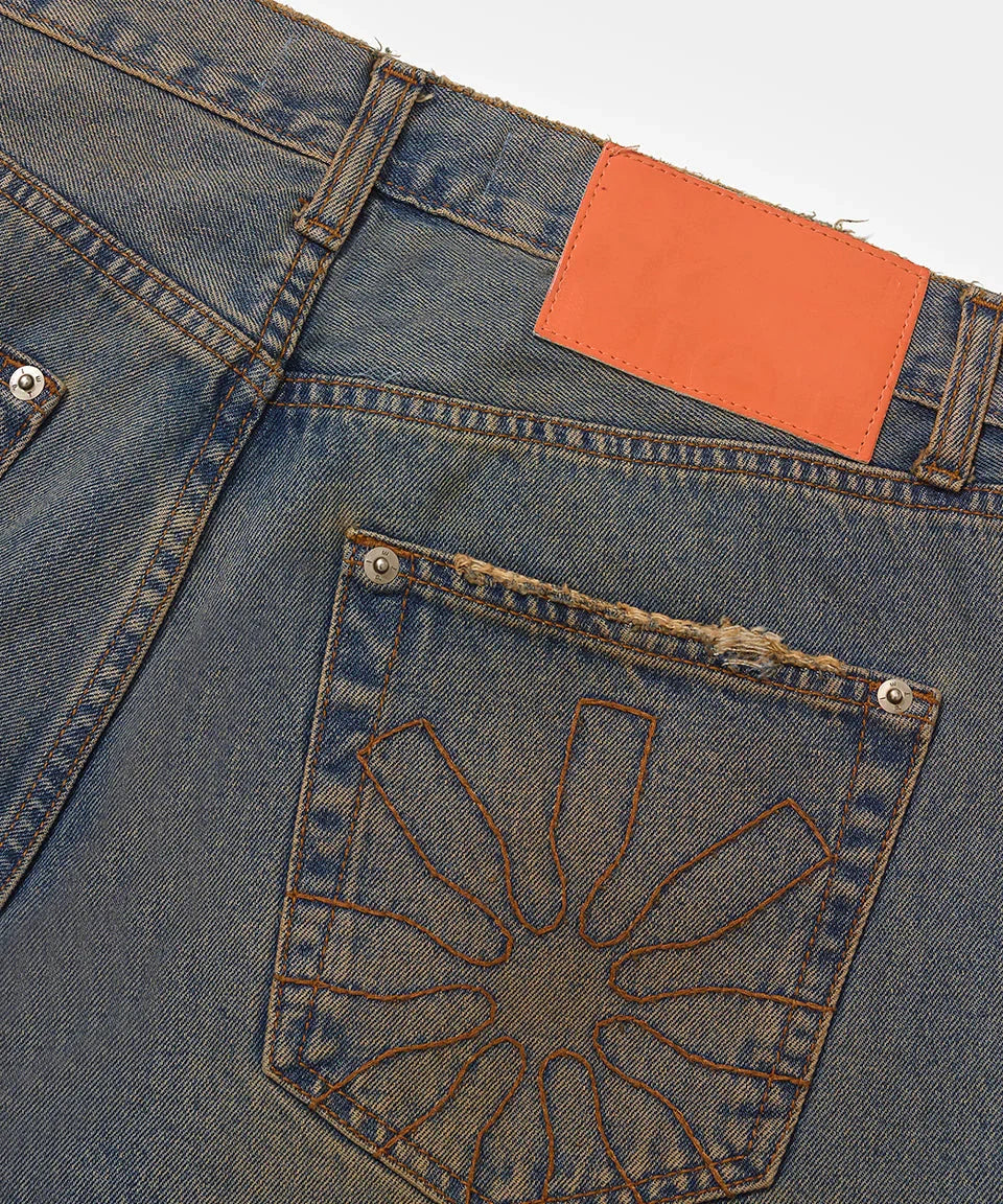 Dirty Straight Leg Denim Trousers - Four Street