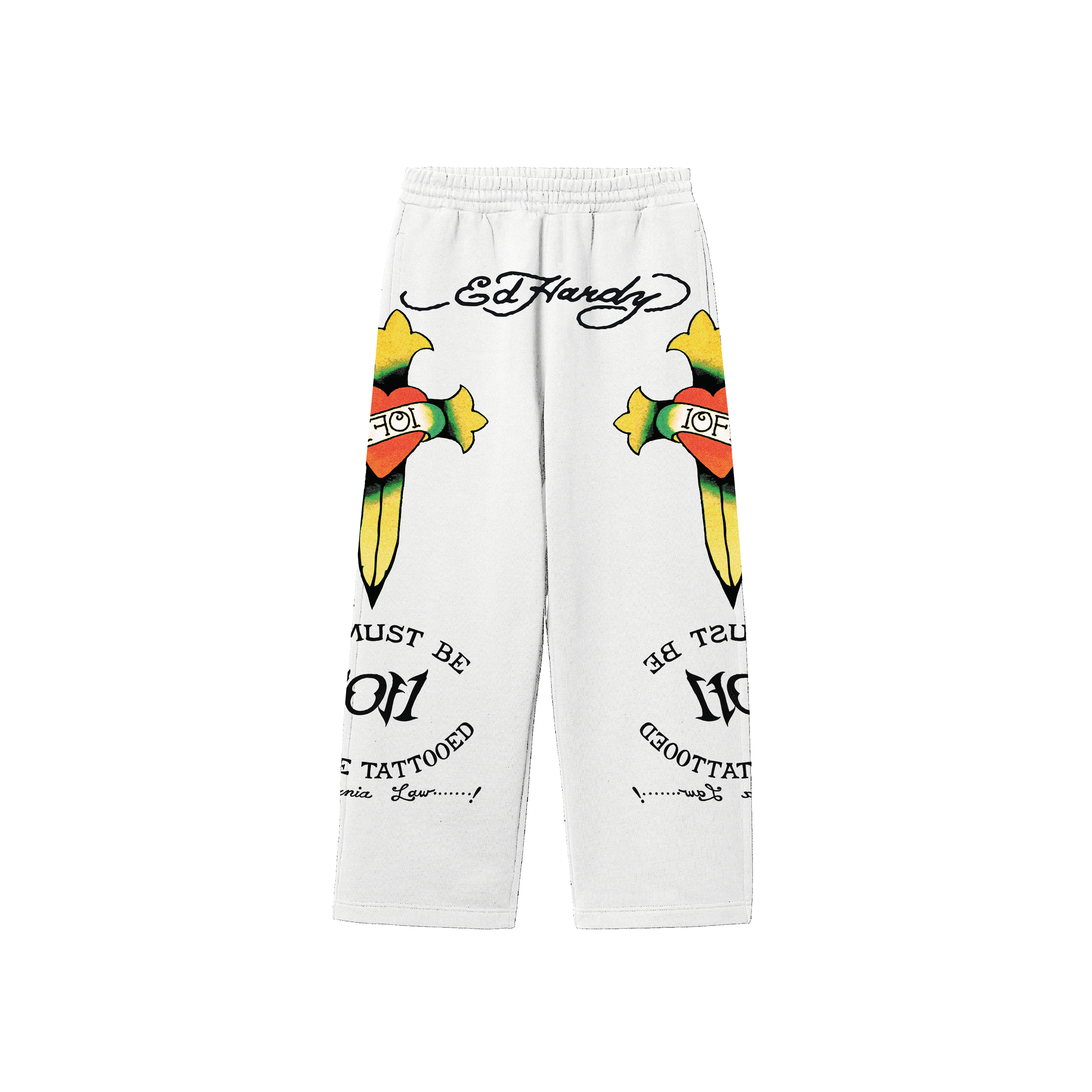 1of1 Ed Hardy "Love Is A Gamble" Off White Sweatpants