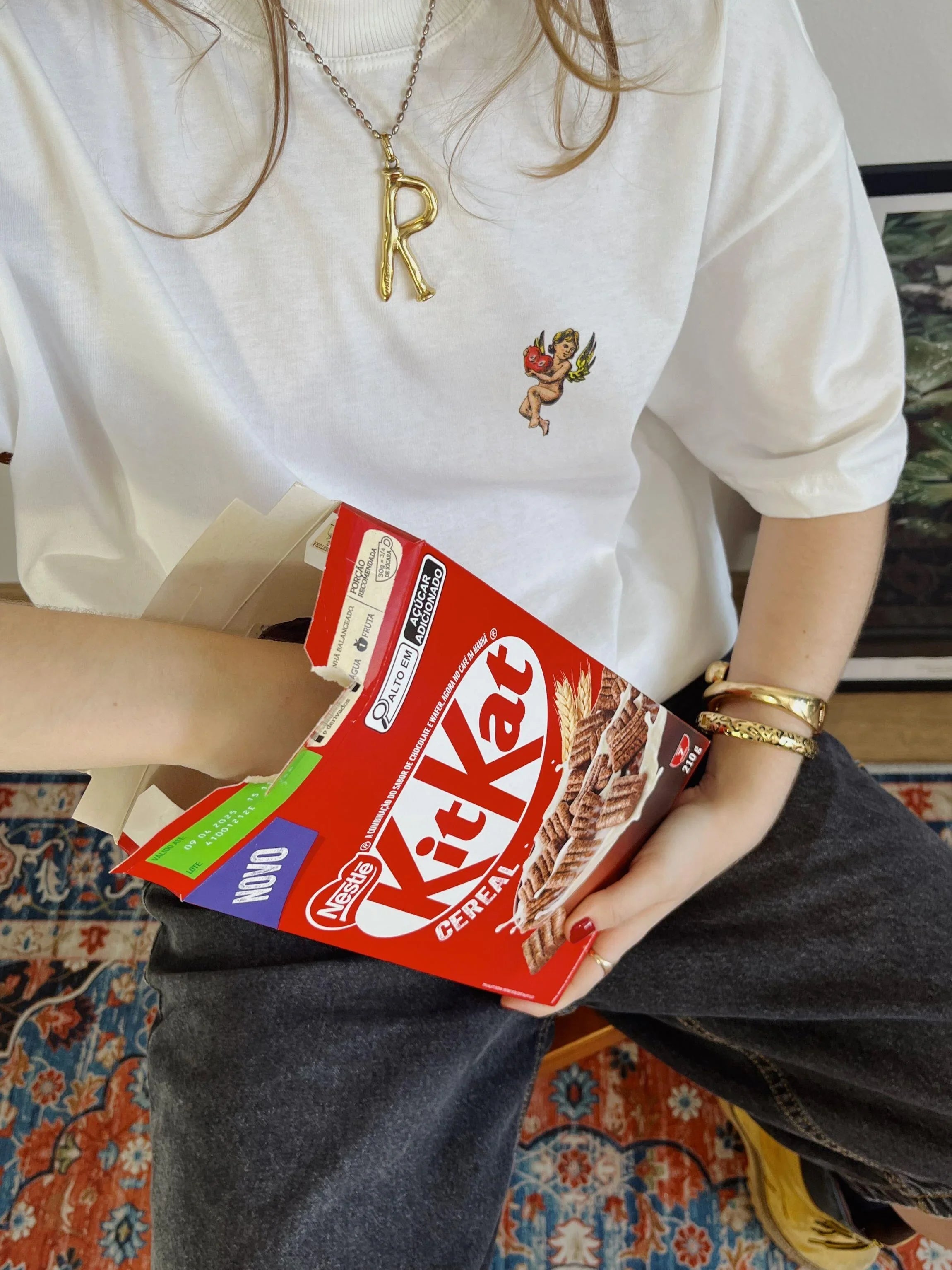 Camiseta Boxy Angel Number Off White - Four Street