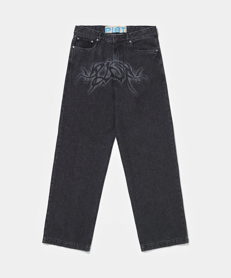 Loose Fit Black Denim - Black - Four Street