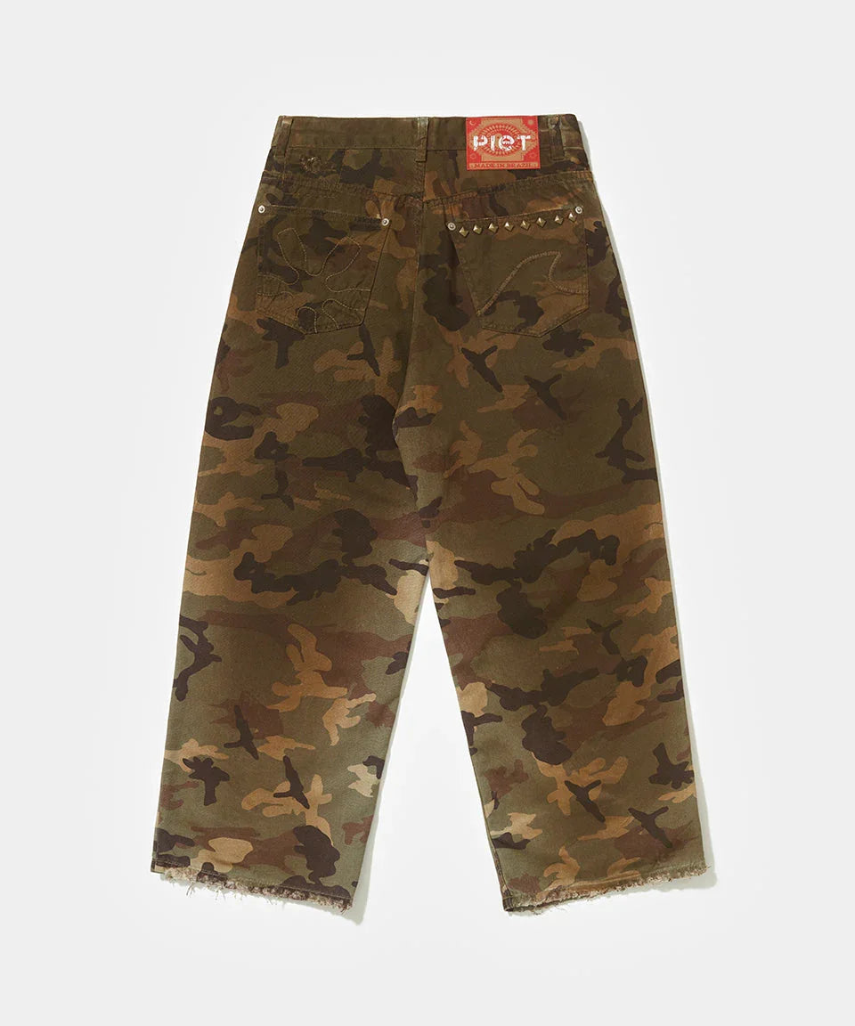 Distressed Camo Oversized Denim - Four Street