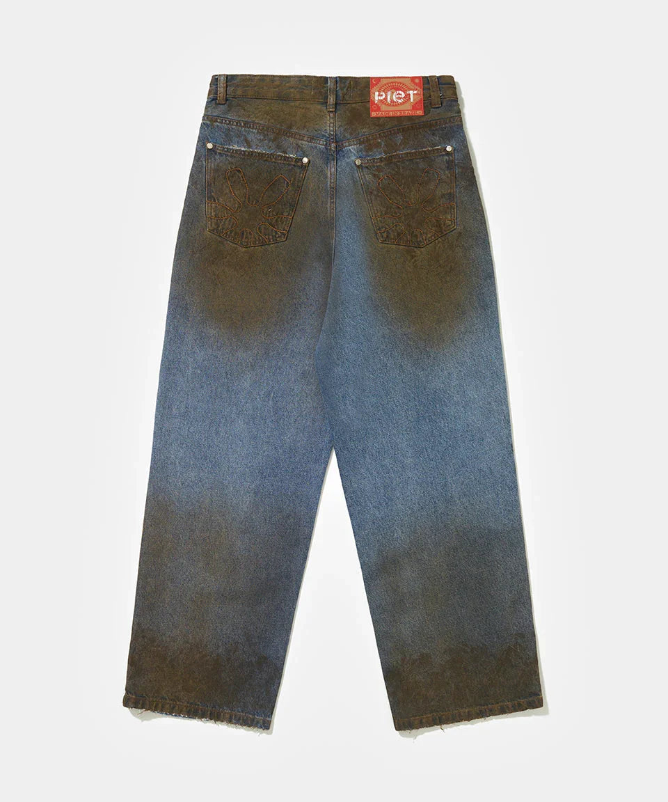Dirt Stained Oversized Denim Blue - Four Street