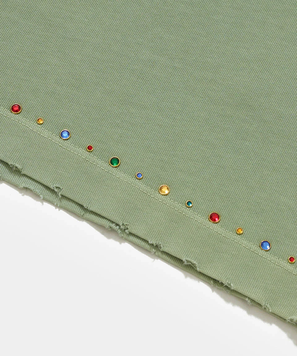 Gems Distressed Tee - Olive - Four Street