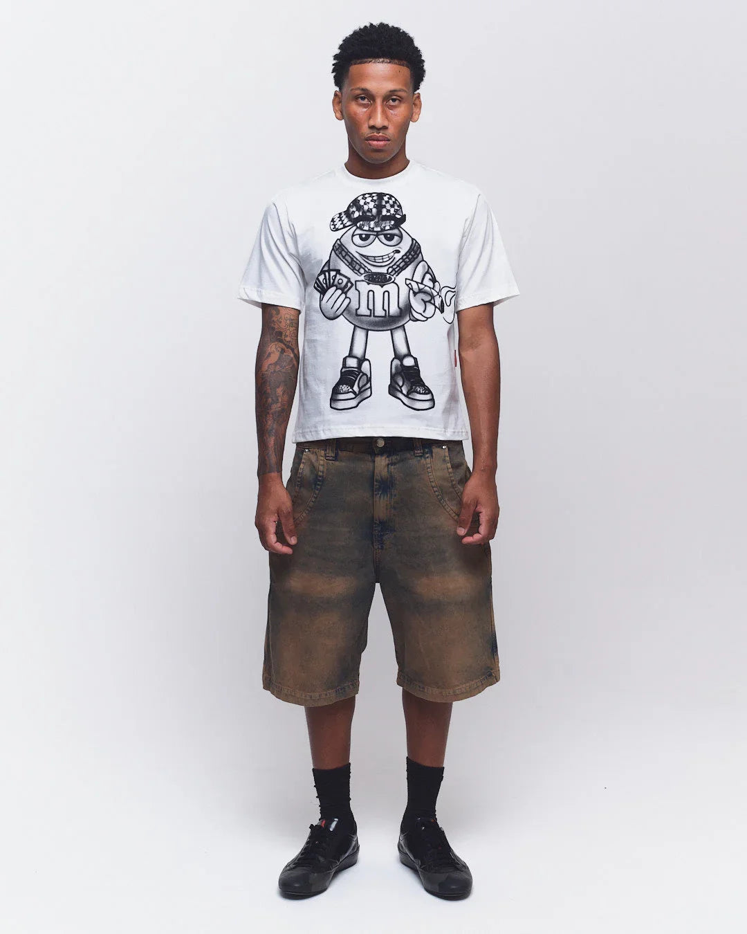 BERMUDA JEANS CURVALÍNEA DOUBLE HAND MARROM - Four Street