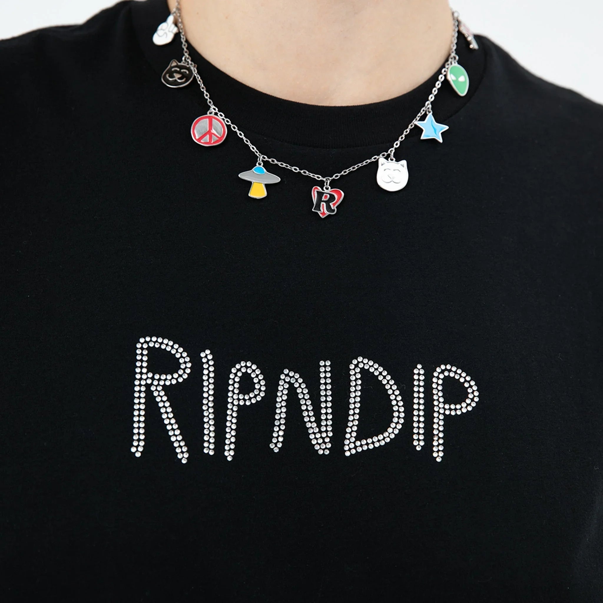OG RIPNDIP Cropped Rhinestone Tank (Black) - Camiseta - Four Street